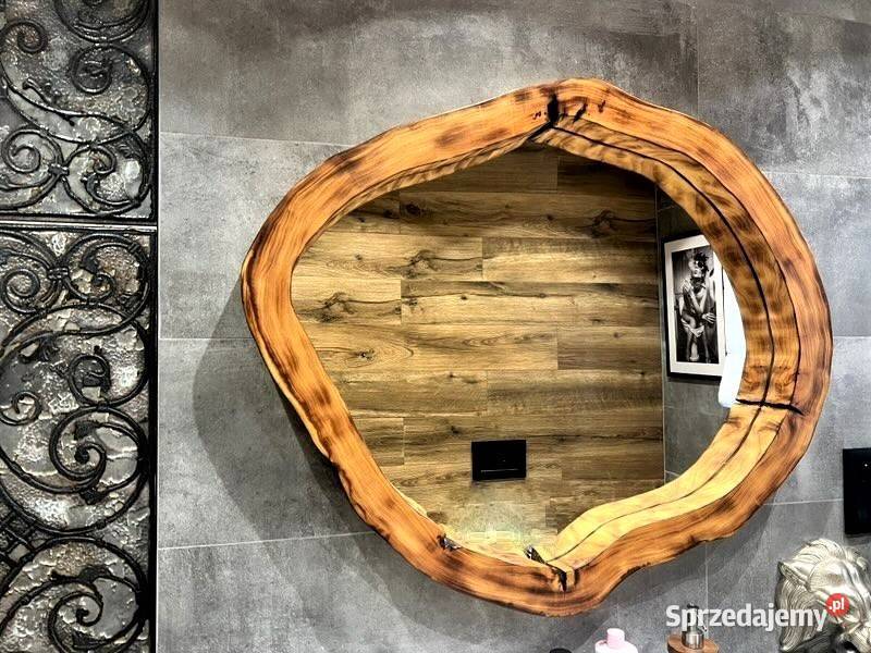 drewniane okrągłe lustra do nowoczesnej łazienki