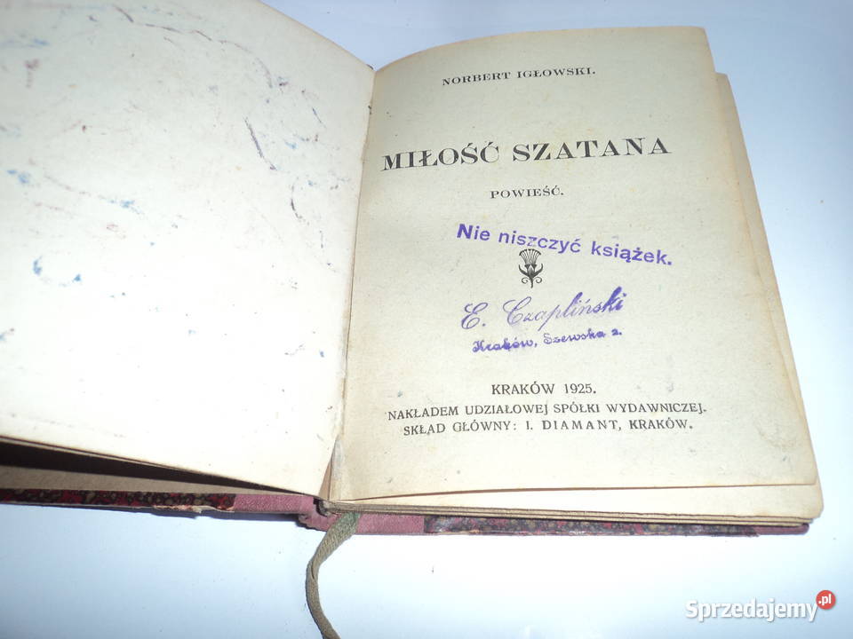 Miłość szatana Norbert Igłowski 1925r Nowy Sącz