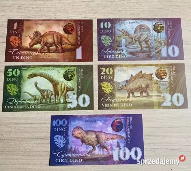 Kolekcjonerski zestaw banknotów z dinozaurami 5 Warszawa sprzedam