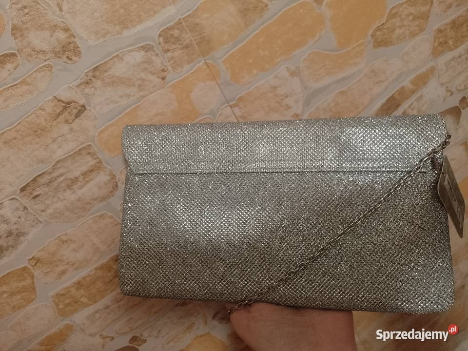 Bogato zdobiona srebrna torebka wieczorowa z szary/srebrny Kraków sprzedam