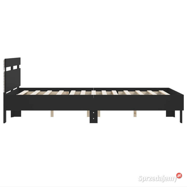 Rama łóżka z wezgłowiem i LED czarna 135x190 193cm Warszawa