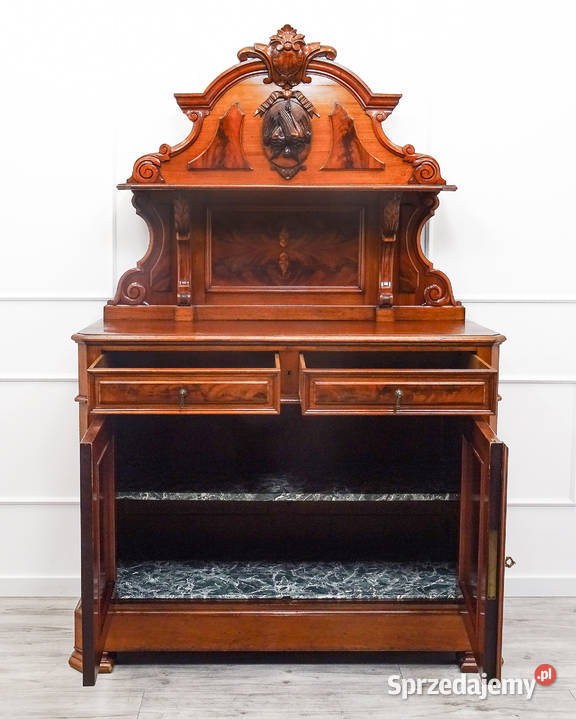 Antyk Zdobiona KOMODA POMOCNIK mahoń komoda