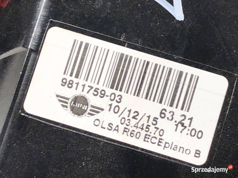 LAMPA LEWY TYŁ MINI COUNTRYMAN R60 9811759 osobowe