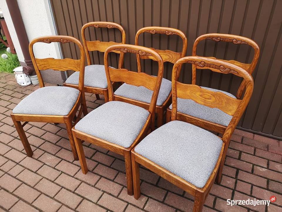 Krzesła ARTDECO Politura 6 Sztuk Stare Antyk