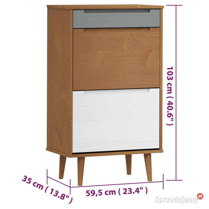 Szafka na buty MOLDE brązowa 595x35x103 lita Warszawa
