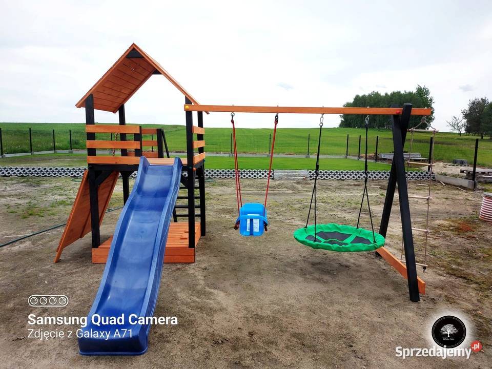 Drewniany plac zabaw komplet domek dziecięcy