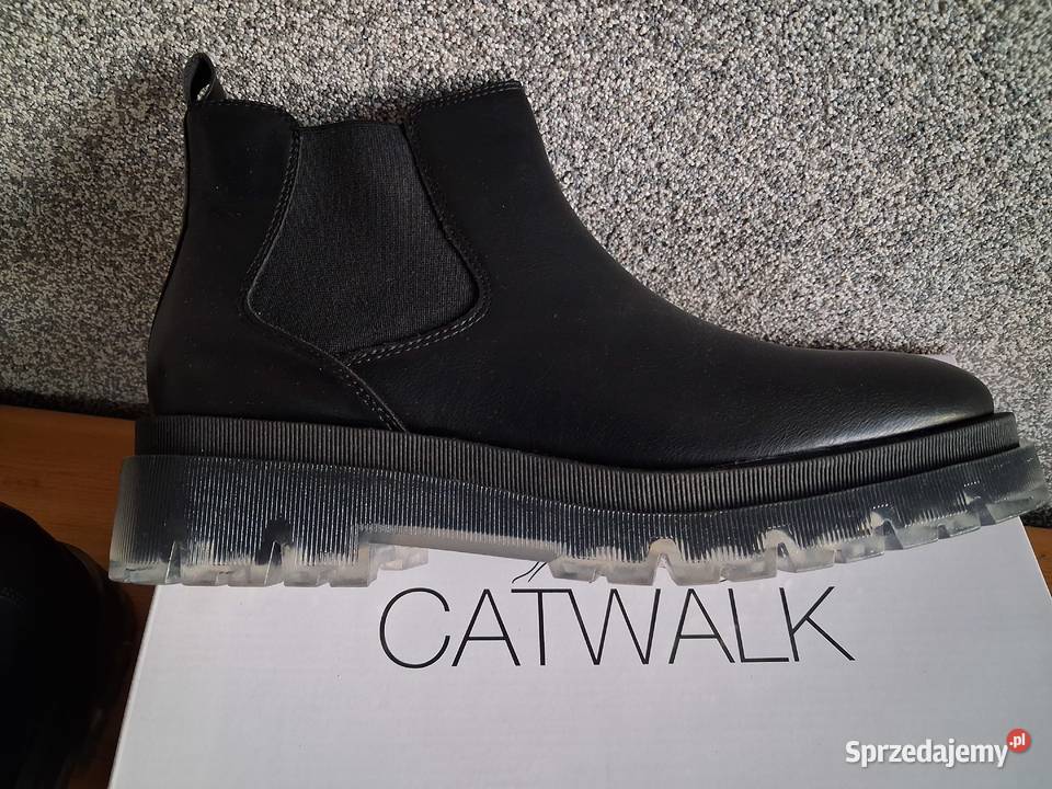 eleganckie wygodne czarne botki 42 Catwalk gruba Jarocin