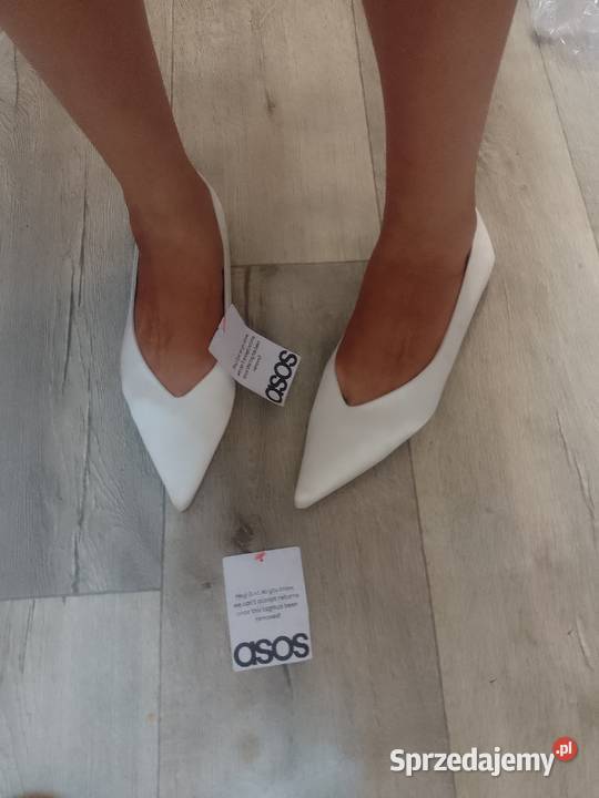 40 ASOS Design Białe baleriny wieczorowe z tkanina Balerinki Kraków