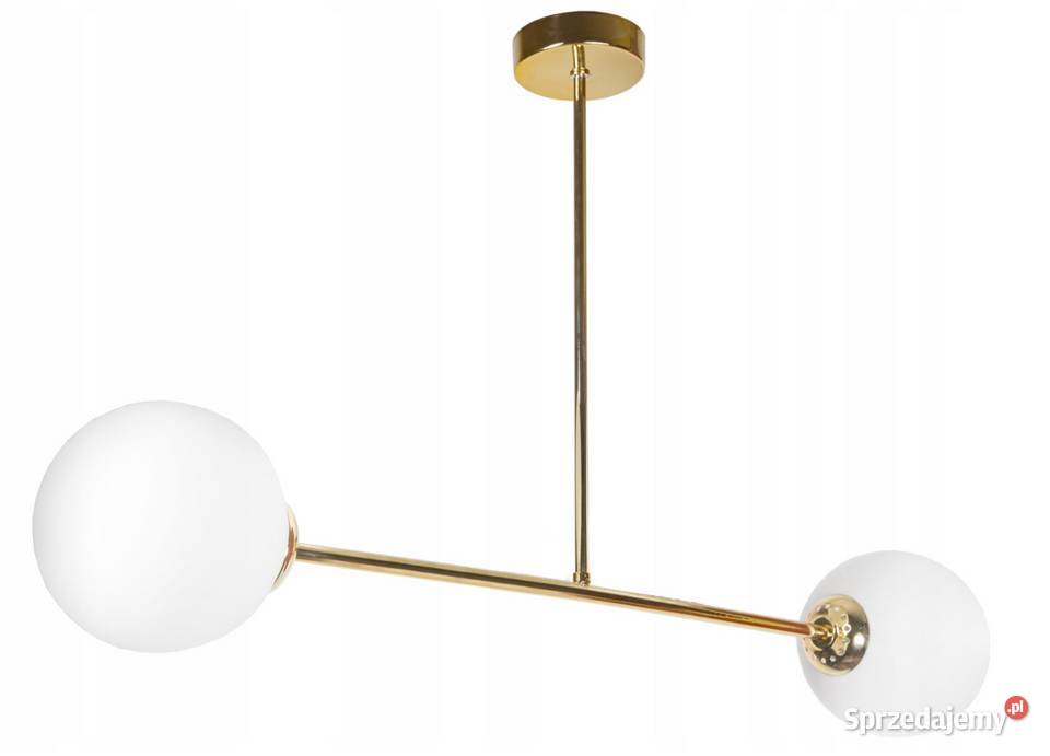 LAMPA WISZĄCA SUFITOWA ŻYRANDOL ZŁOTA 2 KULE Oświetlenie Choroszcz