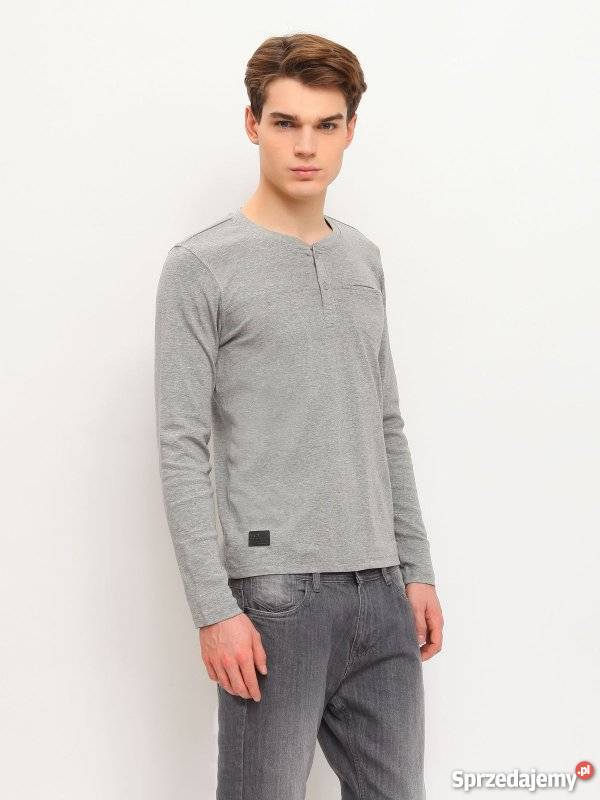 Szary tshirt męski z długim rękawem Troll