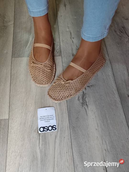 40 ASOS Design Beżowe ażurowe baleriny z Asos Kraków sprzedam