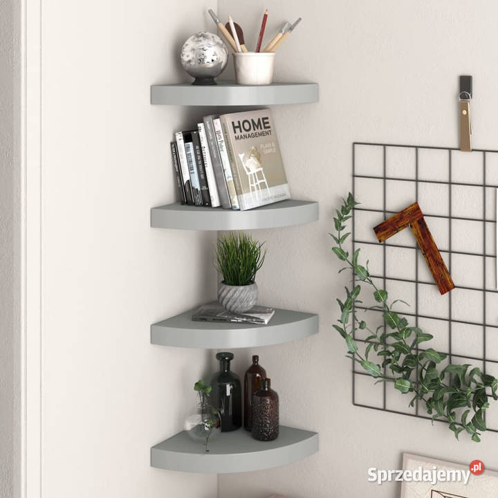 Narożne półki ścienne 4 szare 25x25x38 MDF Warszawa