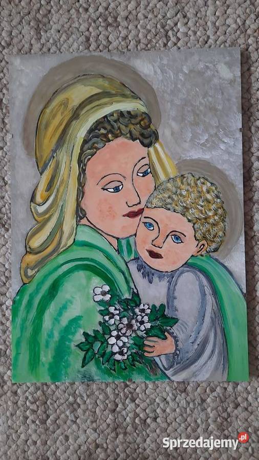 Obrazki Matka Boża z Dzieciątkiem 30x42 E Lange Poznań