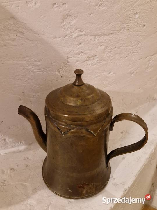 Stary DZBANEK miedziany z patyną z brązu Lublin