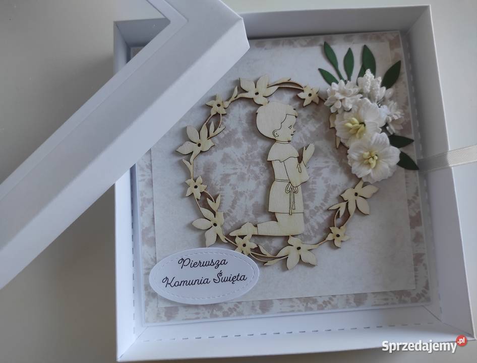 Kartka w pudełku ręcznie robiona Pamiątka Antyki, Sztuka, Kolekcje