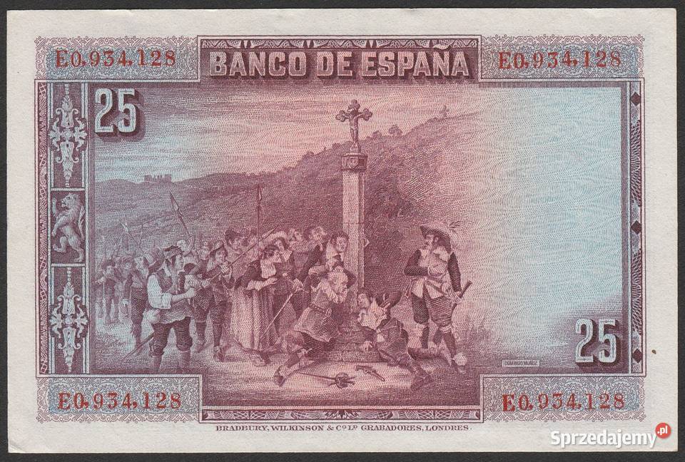 Hiszpania 25 peset 1928 DE LA BARCA STAN UNC Antyki, Sztuka, Kolekcje Łódź