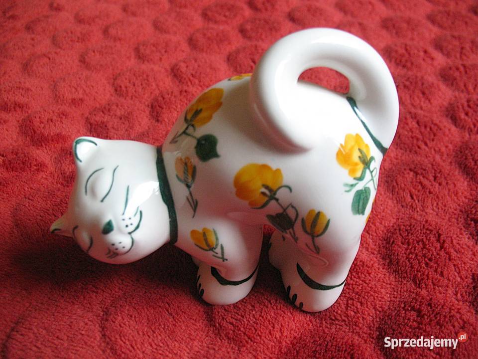 KOT w kwiaty malowany 10 x 11 x 5 Figurka z