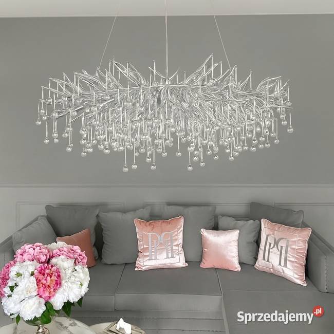Żyrandol glamour srebrny nowoczesny do salonu mazowieckie Warszawa