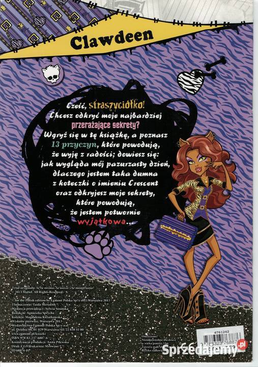 MONSTER HIGH Clawdeen pamiętnik bądź sobą Warszawa