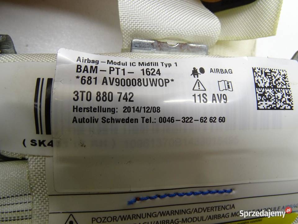 KURTYNA POWIETRZNA AIRBAG PRAWA 3T0880742 SKODA