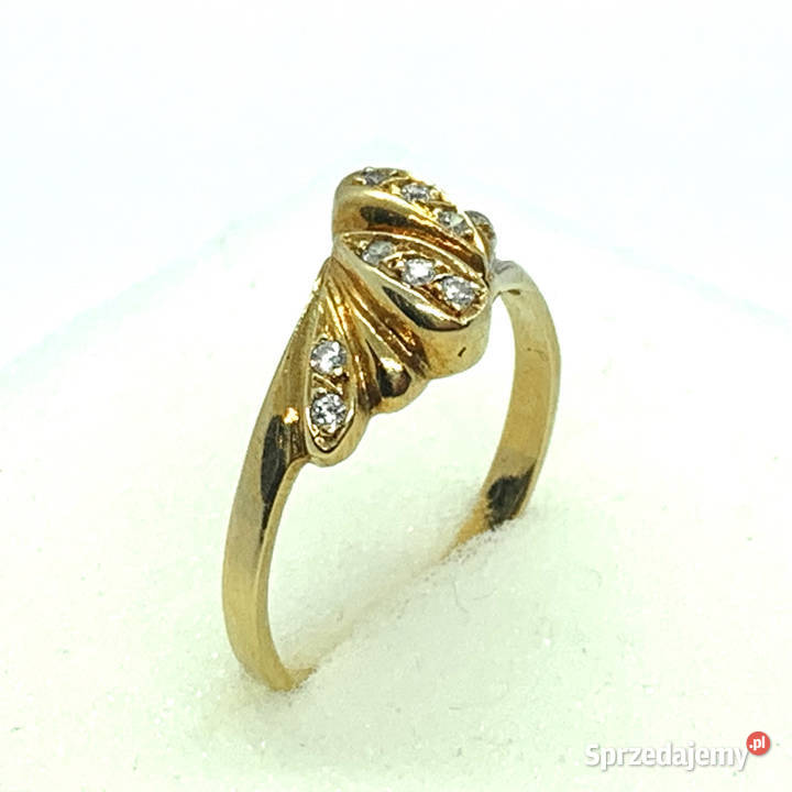 Złoty PIERŚCIONEK 14K królewny kamienie CUD 20 Warszawa