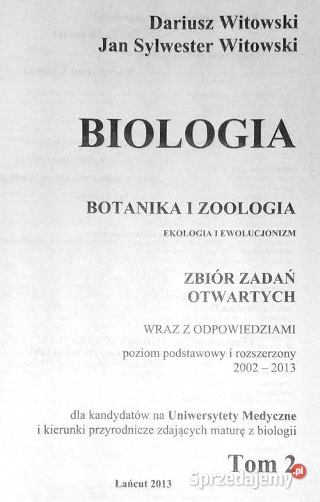 BiologiaTom 2 Zbiór zadań z odpowiedziami Chełm