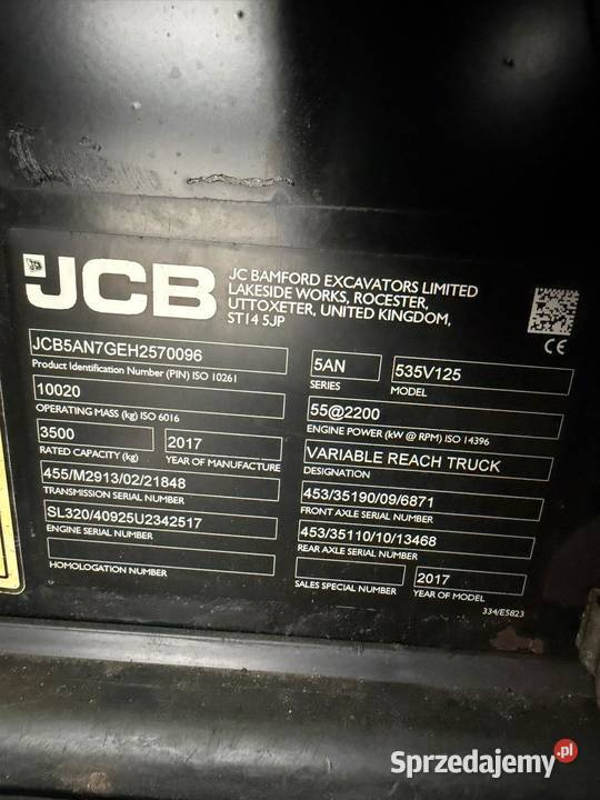 Sprzedam ładowarkę teleskopową JCB 535V125 mazowieckie Ząbki sprzedam