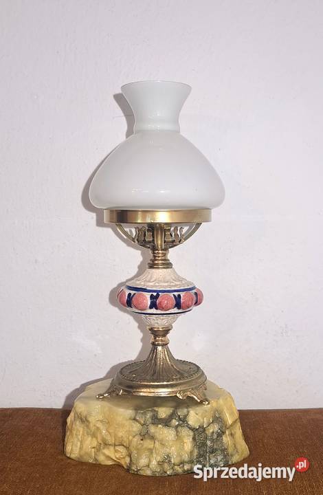 mała nocna porcelanowa lampka ze szklanym Warszawa