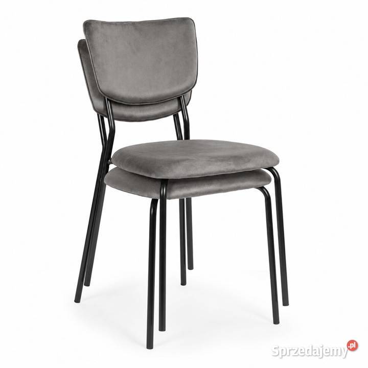 Komplet 4 krzeseł welurowych tapicerowanych 83cm