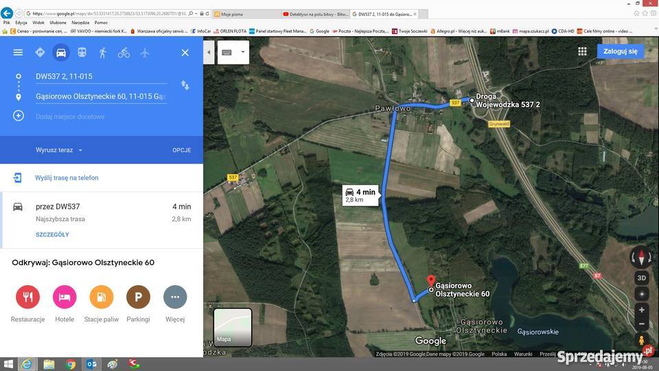 Sprzedam DZIAŁKĘ 1773m2 GĄSIOROWOOLSZTYNECKIE Gąsiorowo Olsztyneckie