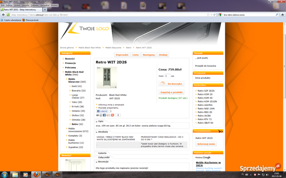 Meble Black Red White retro Gniezno