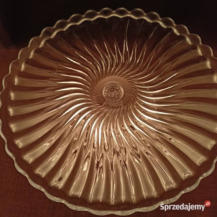 Piękna patera kryształowa na tort 325 Porcelana i szkło Mikołów