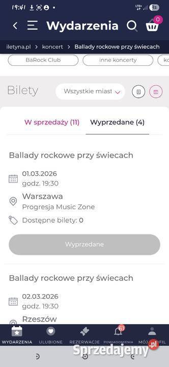 2 bilety Ballady Rockowe świecach 0103 Bilety mazowieckie Warszawa sprzedam