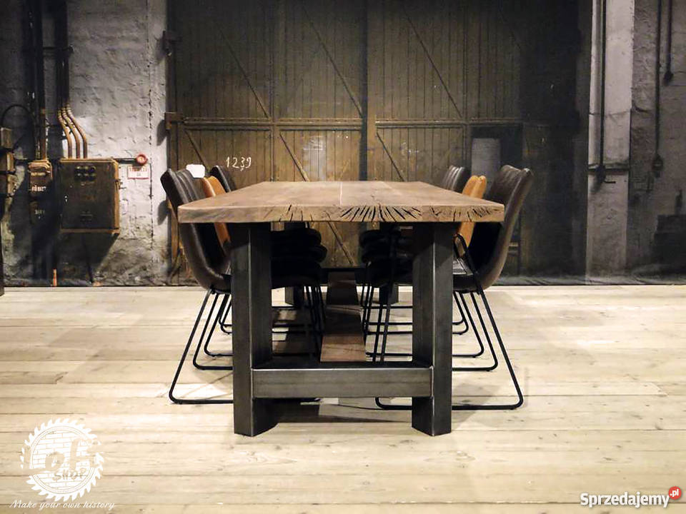 Stół LOFT INDUSTRIALNY ze stali i drewna WEST Stoły, krzesła, biurka