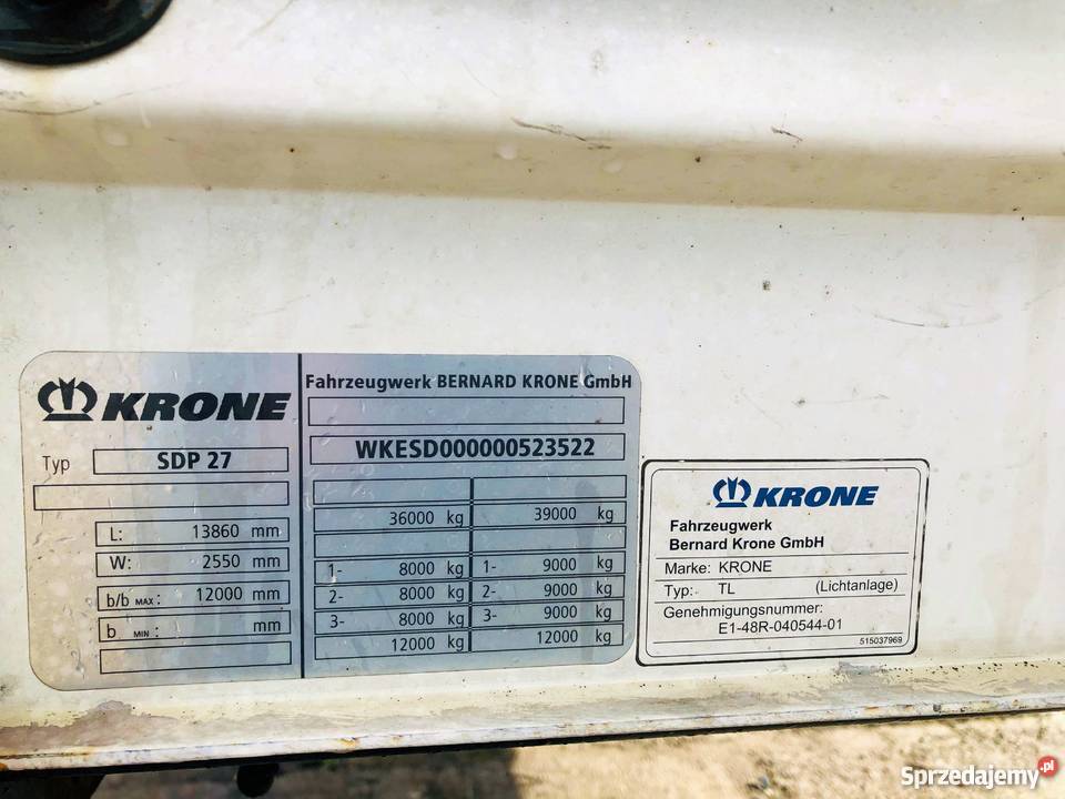 KRONE Firanka Plandeka Mega Naczepa firana Low Kościerzyna