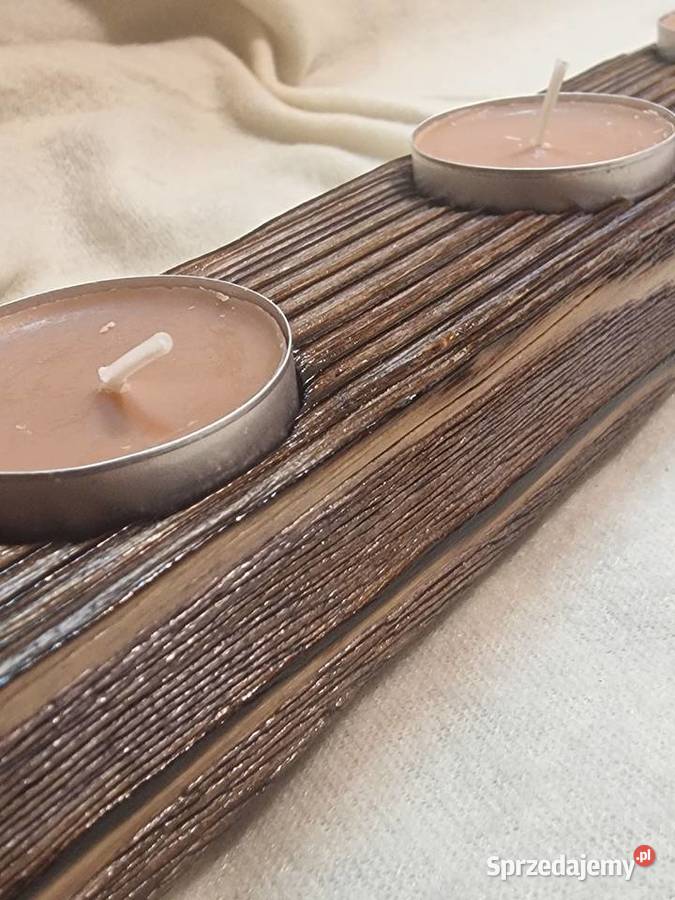 Świecznik świerkowy opalany Shou Sugi Ban Sępopol