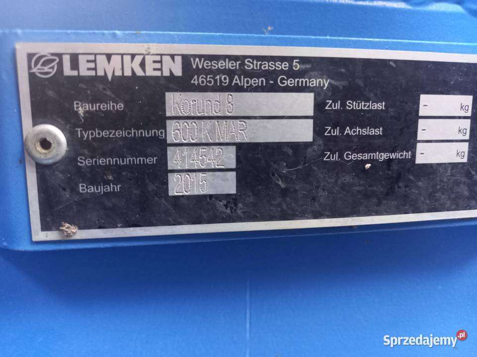 Agregat uprawowy lemken 6m Korund 8 600 K MAR Biskupice