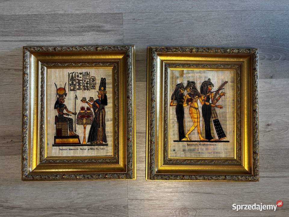 Obrazy egipskie papirus złota rama 2 sztuki Siedlisko