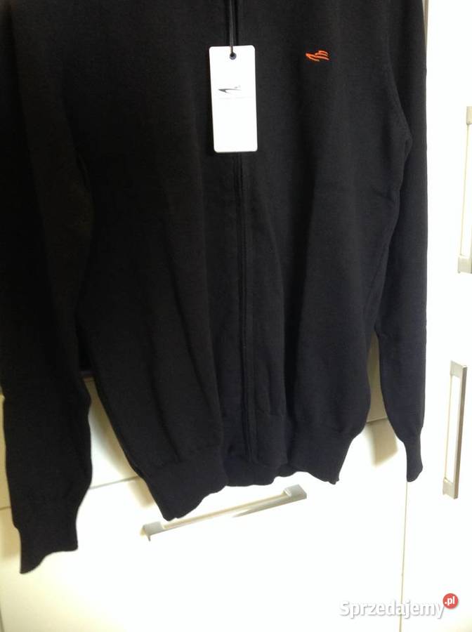 Sweter Męski Czarny Edoardo Caravella ML Zamek długi Swetry i golfy Nowa Sól sprzedam
