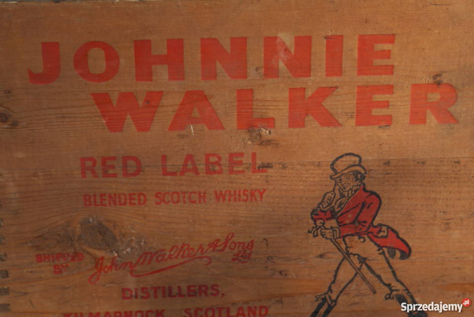 Stara drewniana skrzynka Johnnie Walker lata
