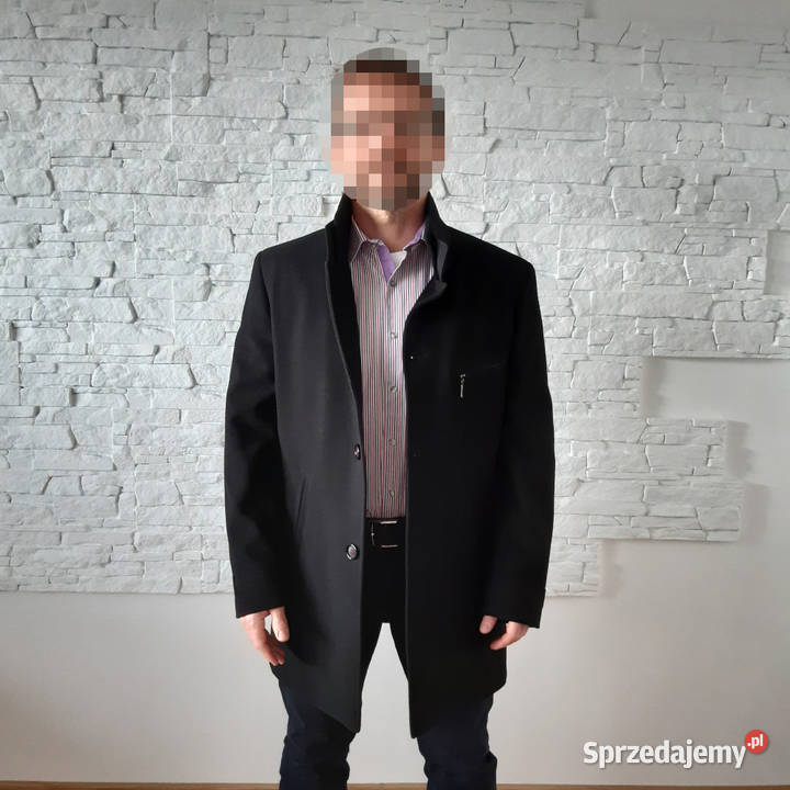 LASSAR Czarny wełniany płaszcz z grubego flauszu Warszawa sprzedam