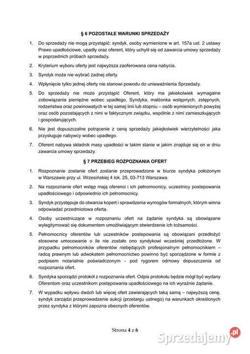 Syndyk sprzeda piwnicę lokatorską w Siedlcach parter Siedlce