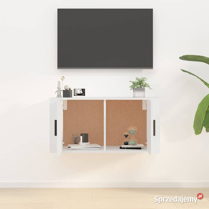 Wisząca szafka telewizyjna biała 80x345x40 Warszawa