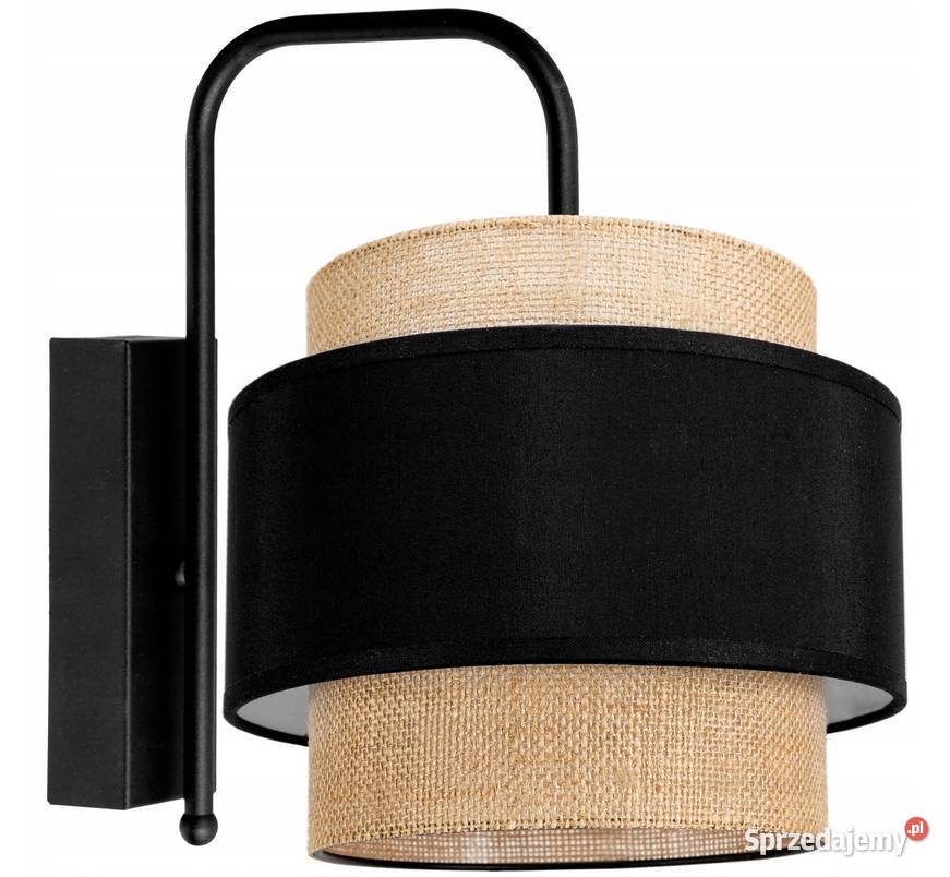 Lampa Ścienna Kinkiet Czarny Biały BOHO Juta Choroszcz