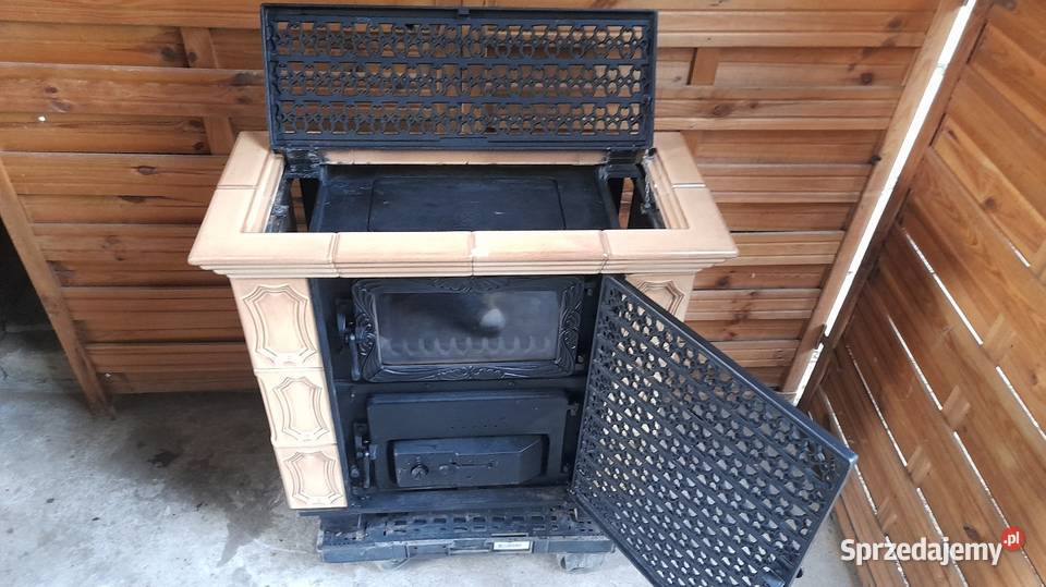 Piec kominek kaflowo żeliwny szamot Niemiecki Garby