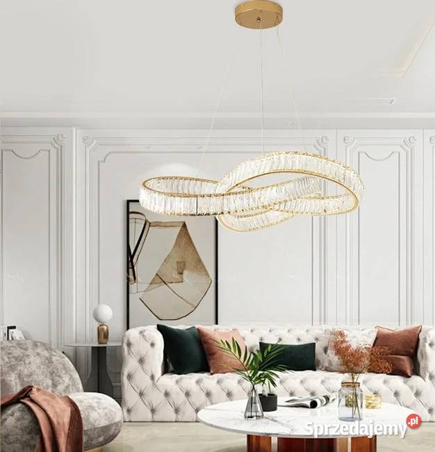 Złoty nowoczesny żyrandol kryształowy glamour Lampy wiszące Warszawa
