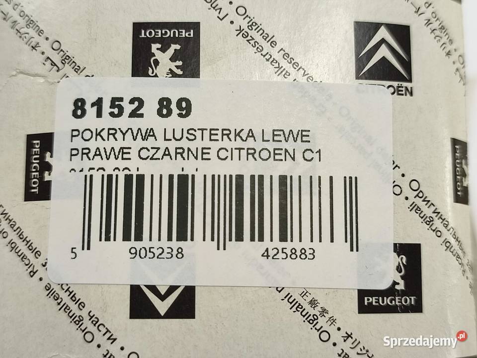 POKRYWA LUSTERKA LEWE PRAWE CZARNE CITROEN C1 PM sprzedam