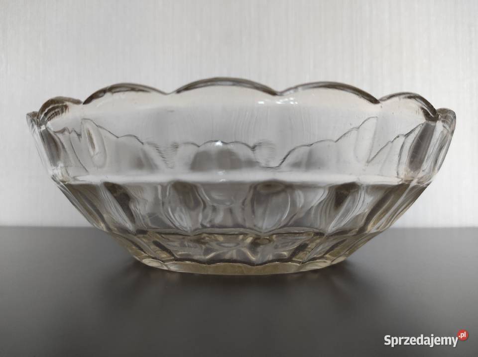 Salaterka duża 22 stare szkło PRL przezroczysty podlaskie Warpechy Stare