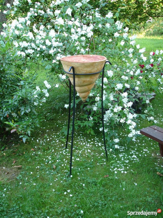 Donica ceramiczna mrozoodporna w stojaku 100 sprzedam