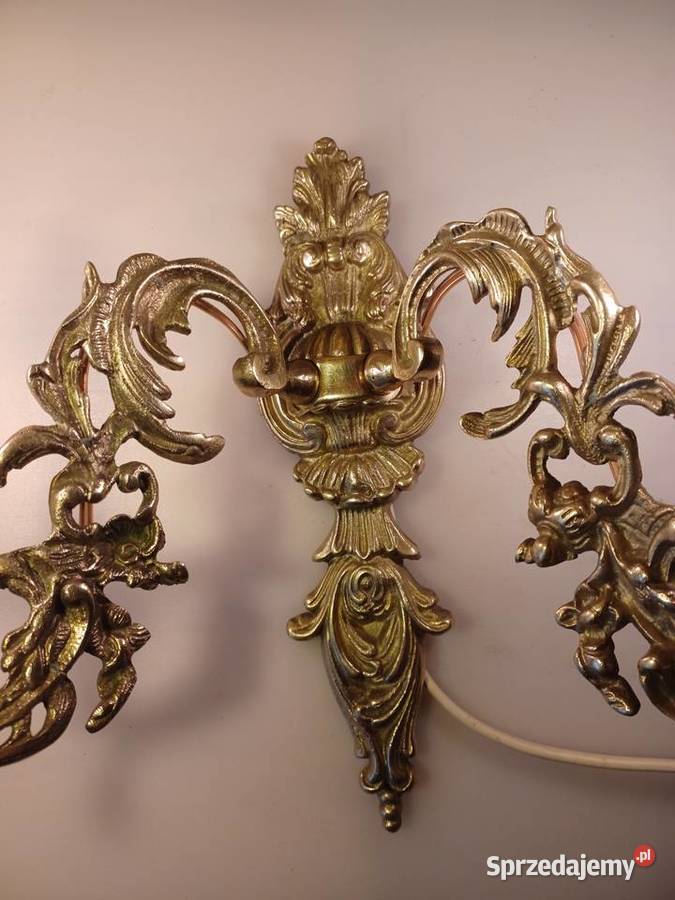 Piękny mosiężny kinkiet z wyłącznikiem Poznań